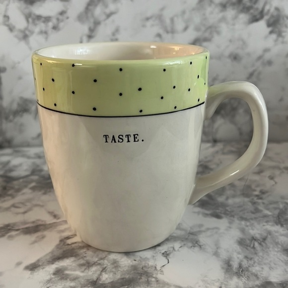 Rae Dunn Artisan collection by magenta Green Polka Dot Taste Coffee Mug - Picture 1 of 7